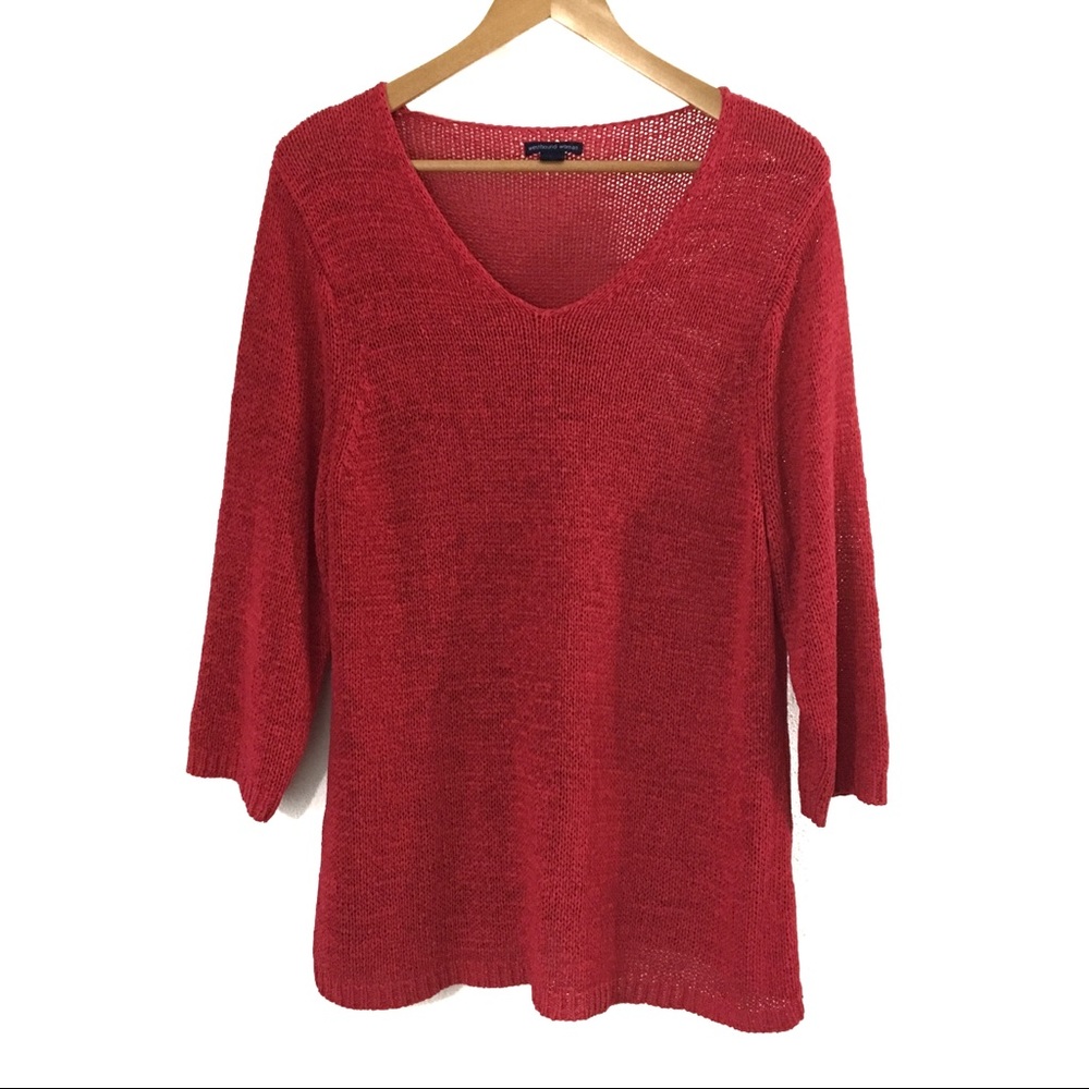 Westbound Woman Open Knit Sweater Red Size 1X